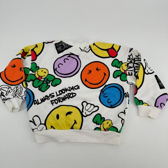 H&M Smiley World Oversized Printed Sweatshirt White Happy Face Toddler 2T - Picture 2 of 5